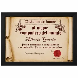 Diploma pergamino al mejor compañero