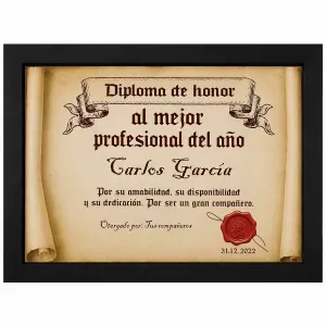 Diploma pergamino al mejor profesional