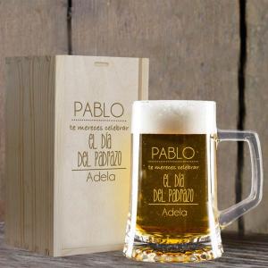 Jarra de cerveza divertida día del padre con caja