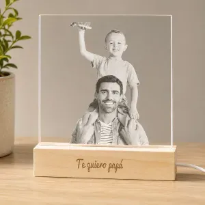 Lámpara LED personalizada con foto grabada