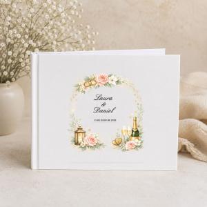 Libro de firmas de boda personalizado con nombres y fecha