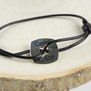 Pulsera de plata ficha cuadrada personalizada