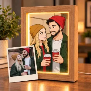 Retrato personalizado en marco luminoso