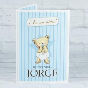 Tarjeta personalizada osito para nacimiento