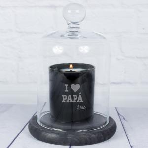 Vela grabada 'I love' con campana de cristal