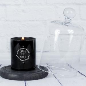 Vela grabada para profe con campana de cristal