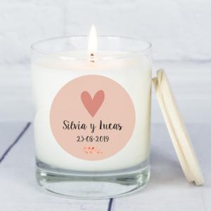 Vela personalizada con nombres y fecha