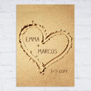 Lámina personalizada Corazón en la arena