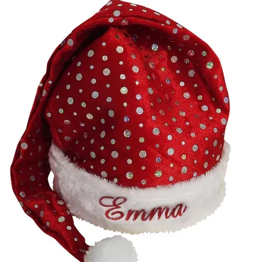 Gorro bordado de Pap&aacute; Noel con brillos (Detalle de presentación)