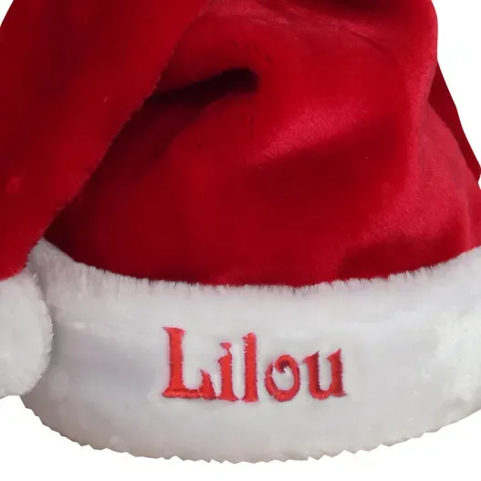 Gorro de Pap&aacute; N&ouml;el bordado (Detalle de presentación)