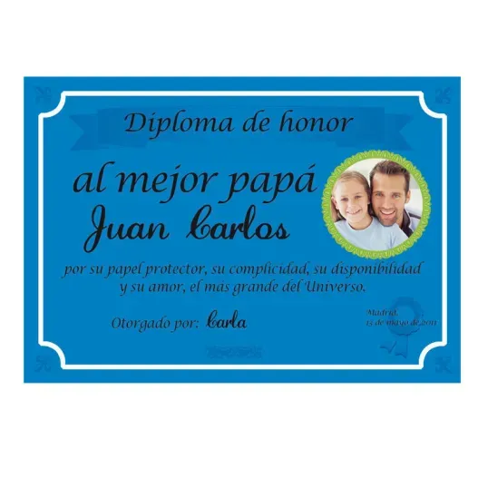 Diploma para el mejor Padre con foto (Foto de catálogo)