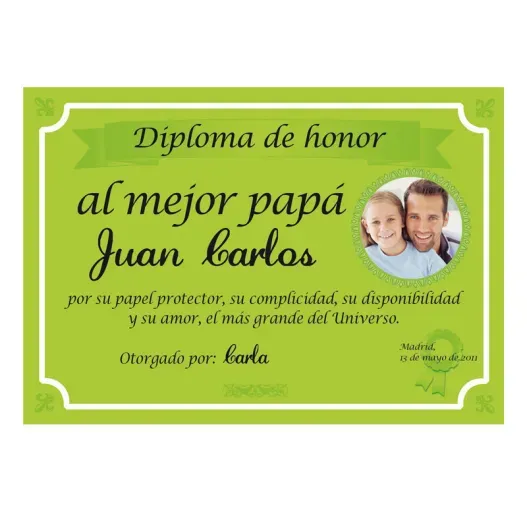 Diploma para el mejor Padre con foto (Vista alternativa)