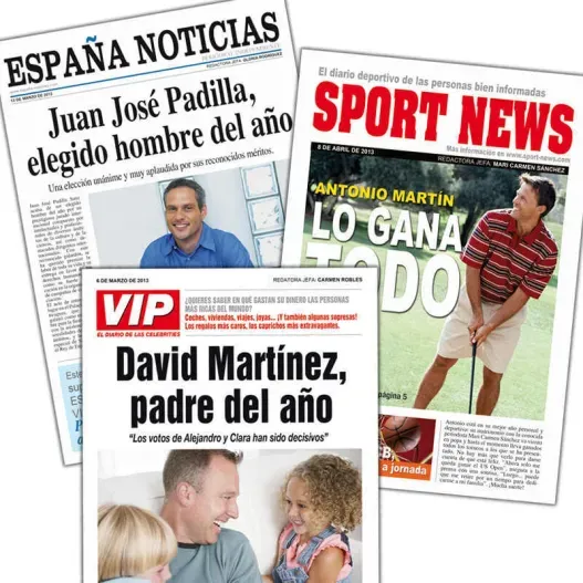 Falsa portada de peri&oacute;dico para &eacute;l