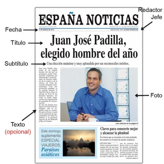 Falsa portada de peri&oacute;dico para &eacute;l (Vista alternativa)