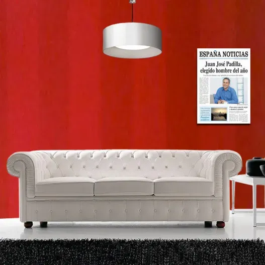 Falsa portada de peri&oacute;dico para &eacute;l (Detalle de presentación)
