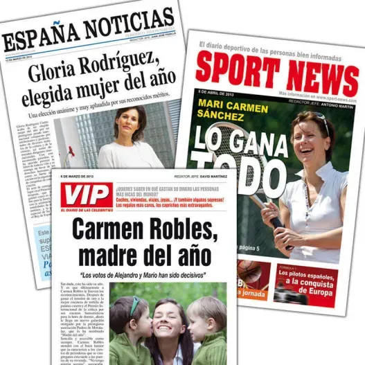 Falsa portada de peri&oacute;dico para ella
