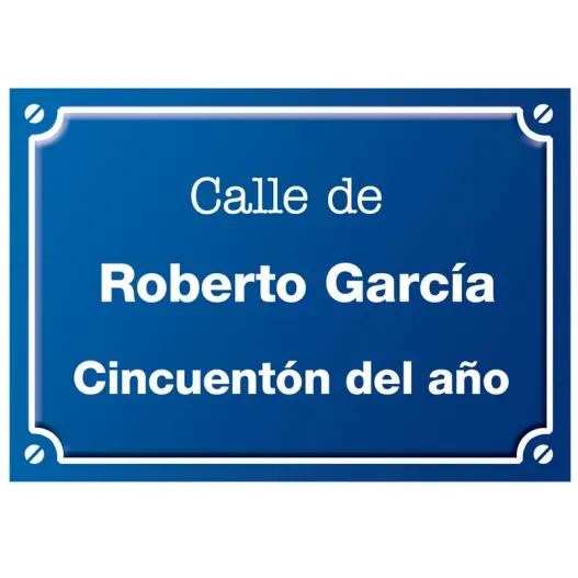 Placa de calle "50 a&ntilde;os" personalizada