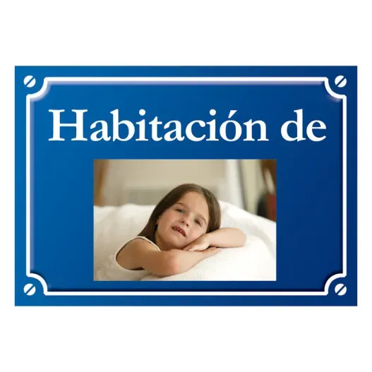 Placa de calle infantil con foto (Detalle de presentación)