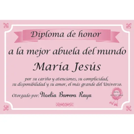 Diploma a la mejor abuela del mundo (Vista alternativa)