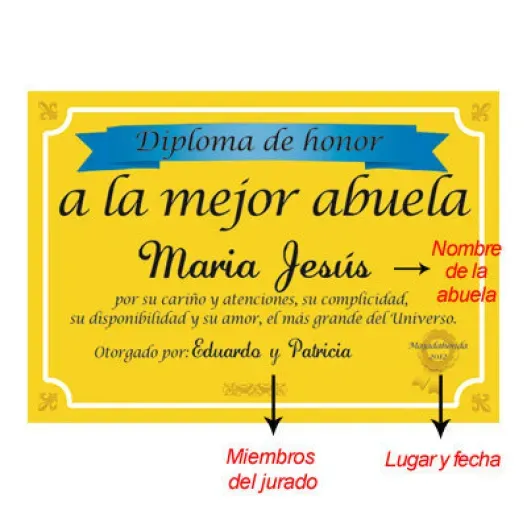 Diploma a la mejor abuela del mundo (Foto de catálogo)