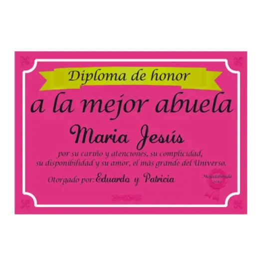 Diploma a la mejor abuela del mundo (Idea de regalo original)