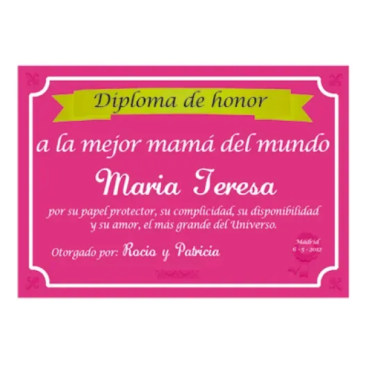 Diploma a la mejor madre del mundo (Foto de catálogo)