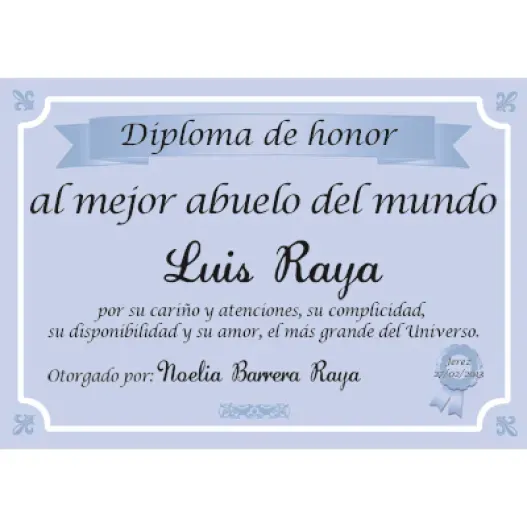 Diploma al mejor abuelo del mundo