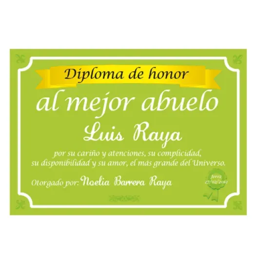 Diploma al mejor abuelo del mundo (Vista alternativa)