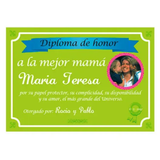 Diploma para la mejor Madre con foto (Foto de catálogo)