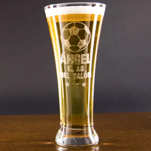 Copa de cerveza "El as del bal&oacute;n"