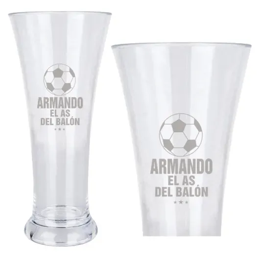 Copa de cerveza "El as del bal&oacute;n" (Foto de catálogo)