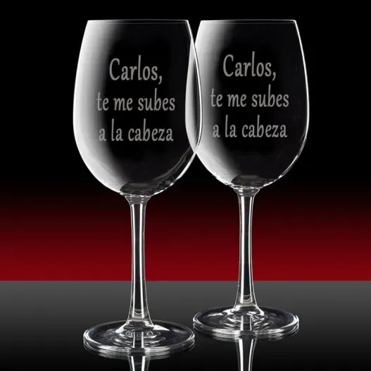 Copas de vino grabadas con mensaje (Foto de catálogo)
