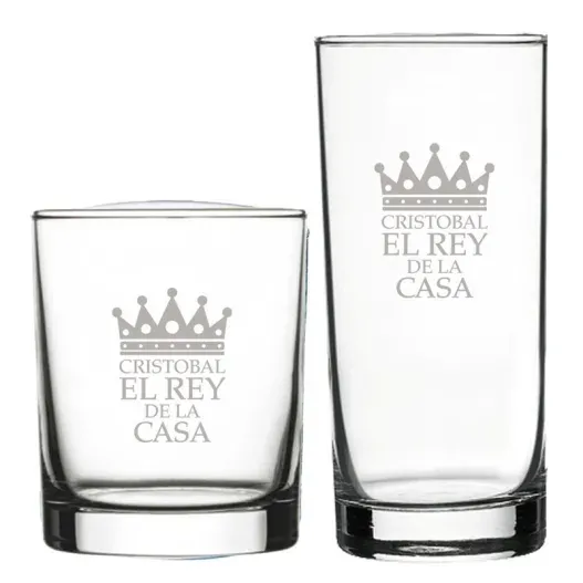 Vaso de whisky alto grabado para el rey de la casa (Foto de catálogo)