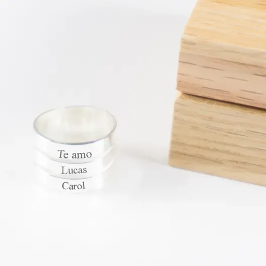 Anillo de plata personalizado '3 bandas' (Vista alternativa)