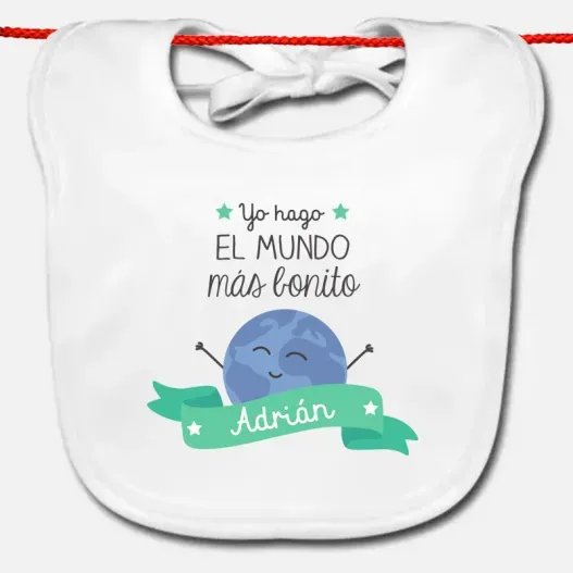 Babero personalizado el mundo m&aacute;s bonito (Vista alternativa)