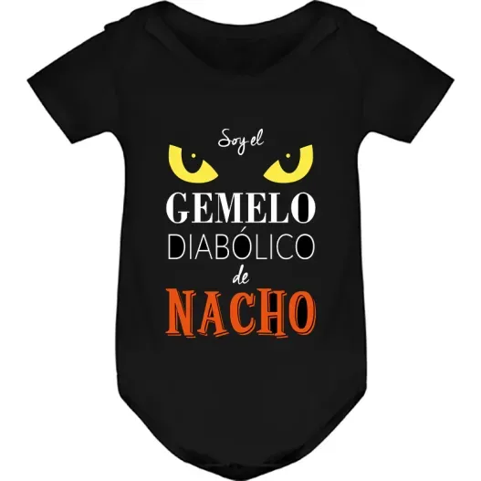 Body o camiseta personalizada 'Gemelo diab&oacute;lico' (Detalle de presentación)
