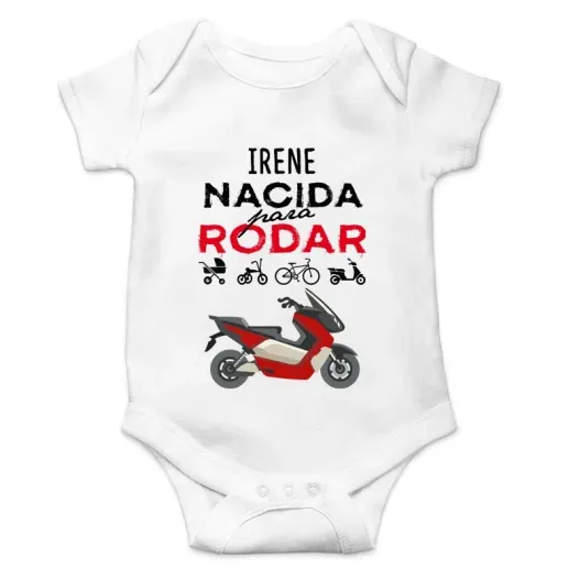 Body personalizado 'Nacido para rodar' (Foto de catálogo)