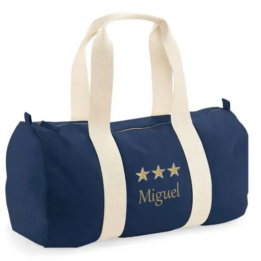 Bolsa de deporte BIO bordada con estrellas (Detalle de presentación)