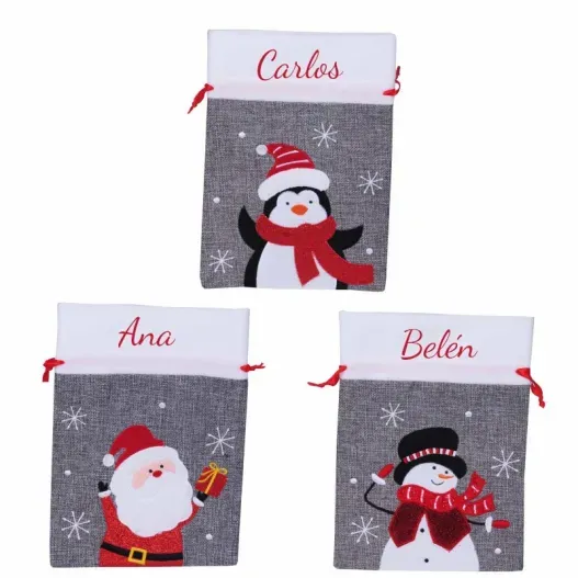 Bolsa regalo de Navidad bordada