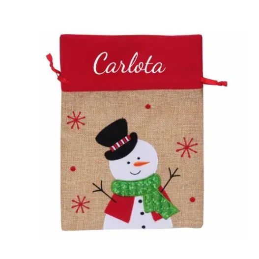 Bolsa regalo de Navidad bordada efecto lino (Idea de regalo original)