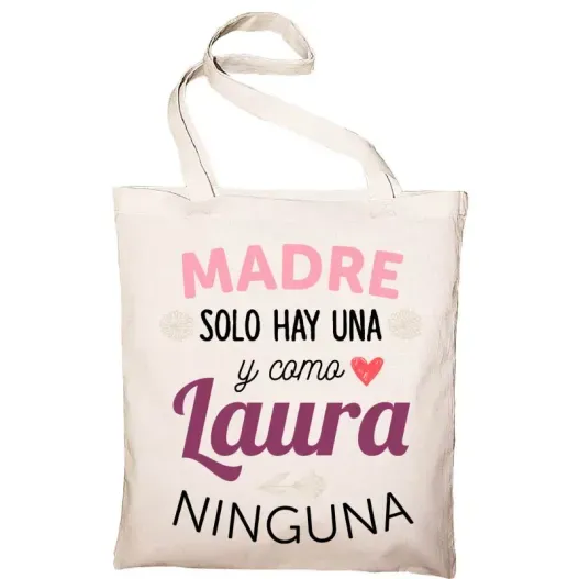 Bolsa tote bag personalizada 'Como mam&aacute; ninguna' (Detalle de presentación)