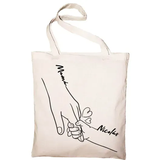 Bolsa tote bag personalizada 'Unidos' (Detalle de presentación)
