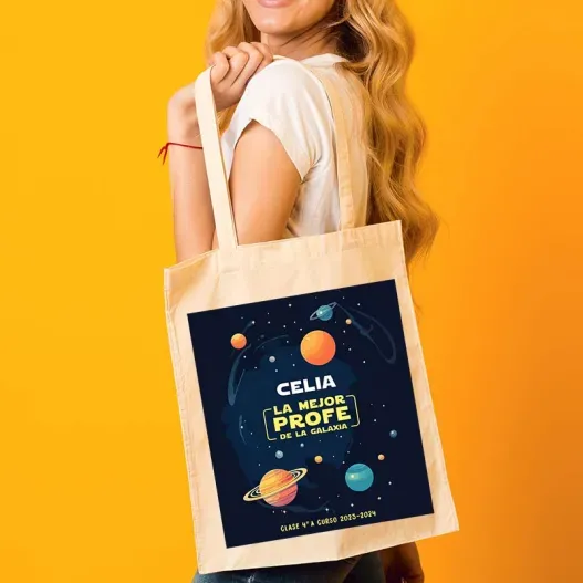 Bolsa tote BIO personalizada 'Mejor Profe de la Galaxia' (Idea de regalo original)