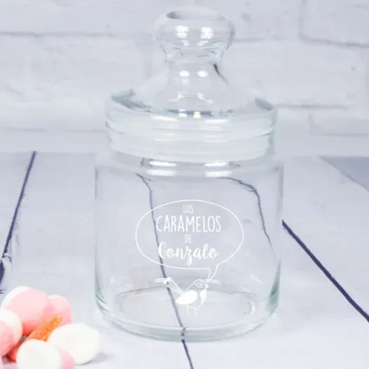 Bombonera de cristal grabada Caramelos (Vista alternativa)