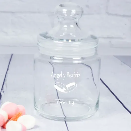 Bombonera de cristal para pareja grabado (Idea de regalo original)