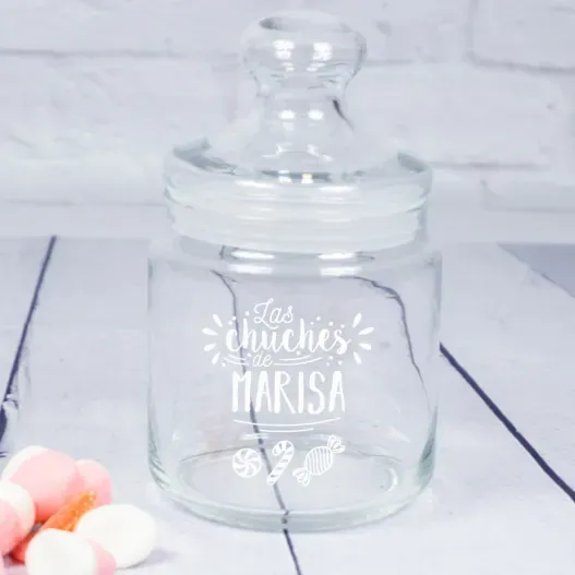 Bombonera de cristal personalizada (Detalle de presentación)