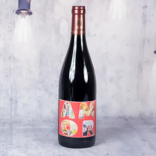 Botella de vino AMOR personalizada con fotos (Idea de regalo original)