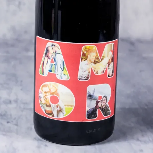Botella de vino AMOR personalizada con fotos (Vista alternativa)
