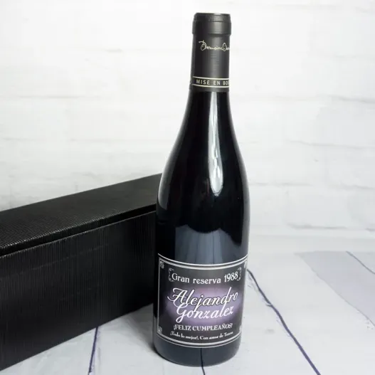 Botella de vino BIO con etiqueta Gran Reserva
