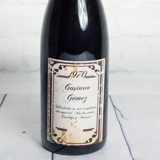 Botella de vino BIO con etiqueta vintage (Vista alternativa)